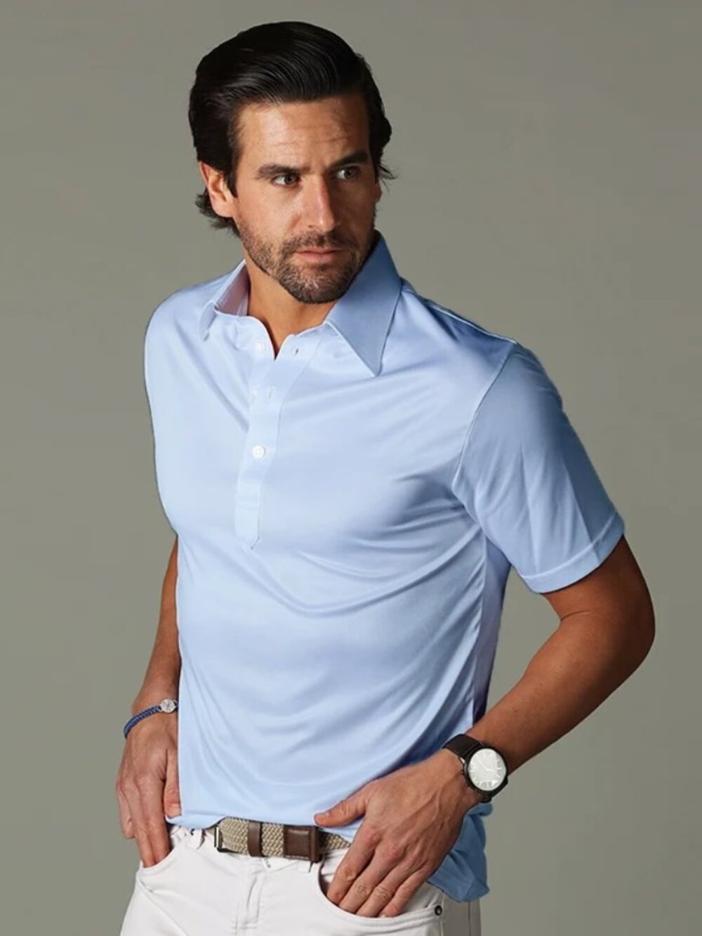 NWT Collars & Co. Semi-Spread Collar Polo Firm Sky Blue Size Medium M NEW